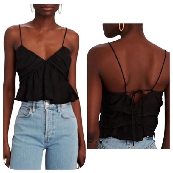 NWOT FRAME Gathered Crepe De Chine Camisole Sz L - Picture 1 of 12